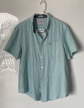 Load image into Gallery viewer, Original Penguin Mens Green Striped Collared Short Sleeve Button-Up Shirt Size L