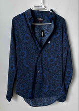 Load image into Gallery viewer, Express Mens Black Blue Long Sleeve Collared Dress Shirt Size Small With Tag