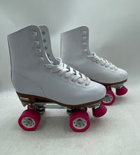 Load image into Gallery viewer, Chicago Womens White Pink Classic Lace-Up Quad Roller Skates Size 8