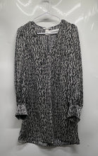 Load image into Gallery viewer, H&M Womens Black White Animal Print Long Sleeve V-Neck Mini Dress Size S