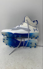 Load image into Gallery viewer, Under Armour Mens Command MC Mid 3025639-102 White & Blue Football Cleats Size 7