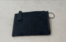Load image into Gallery viewer, Coach Womens Black Signature Print Zipper Travel Mini Coin Wallet