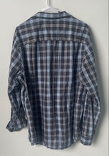 Load image into Gallery viewer, Perry Ellis Mens Blue Plaid Cotton Slim Fit Long Sleeve Button-Up Shirt Size XL