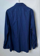 Load image into Gallery viewer, Michael Kors Mens Blue Regular Fit Stretch Wrinkle Free Dress Shirt Size L