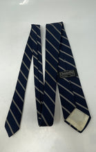 Load image into Gallery viewer, Christian Dior Mens Navy Blue Striped Print Adjustable Pointed Tie
