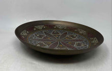 Load image into Gallery viewer, Middle Eastern Egyptian Multicolor Enameled Copper Footed Collectible Plate