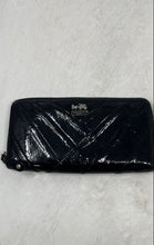 Load image into Gallery viewer, Coach Womens Black Patent Leather Inner Pocket Card Slot Zip-Around Wallet