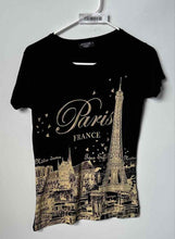 Load image into Gallery viewer, Attitude Paris Womens Black Graphic Print Short Sleeve Pullover T-Shirt Size S