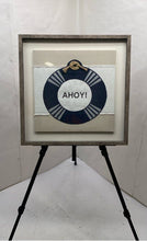 Load image into Gallery viewer, Ahoy Nautical Framed Wall Art Print Blue Beige Coastal Beach Decor