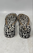 Load image into Gallery viewer, Michael Kors Womens Bedford Black White Yellow Wedge Flip Flop Sandals Size 9M