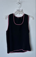Load image into Gallery viewer, BCBGMaxazria Womens Black Pink Piping Sleeveless Round Neck Blouse Top Size L