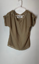 Load image into Gallery viewer, Ann Taylor Womens Brown Short Sleeve Sequin Round Neck Blouse Top Size XS