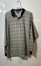 Load image into Gallery viewer, Nautica Mens Gray Houndstooth Long Sleeve Collared Polo Shirt Size Large