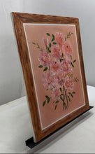 Load image into Gallery viewer, Pink Flowers Still Life Wall Art Framed Canvas Painting Signed For Home Decor