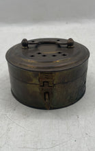 Load image into Gallery viewer, Brass-Tone Locking Latch Carry Handle Round Shape Incense Cricket Box
