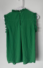 Load image into Gallery viewer, Max Studio Womens Green Ruffle Sleeveless Mock Neck Smocked Blouse Top Size XS