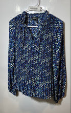 Load image into Gallery viewer, DKNY Womens Blue Long Sleeve V-Neck Elastic Cuff Pullover Blouse Top Size XS