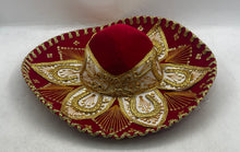 Load image into Gallery viewer, Salazar Yepez Mens Red Embellished Lightweight Wide Brim Mexican Hat