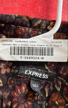 Load image into Gallery viewer, Express Mens Red Floral Print Long Sleeve Collared Button-Up Shirt Size Small
