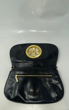 Load image into Gallery viewer, Authentic Tory Burch Womens Reva Black Leather Logo Flap Clutch Purse Damaged