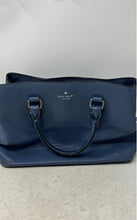 Load image into Gallery viewer, Kate Spade Womens Blue Pebbled Leather Double Handle Magnetic Satchel Bag