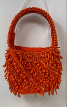 Load image into Gallery viewer, Mango Womens Orange Beaded Inner Pocket Magnetic Snap Lined Top Handle Handbag
