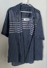 Load image into Gallery viewer, Alfani Mens Blue Striped Print Cotton Short Sleeve Button-Up Shirt Size XXL