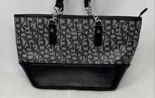 Load image into Gallery viewer, Calvin Klein Womens Black Gray Monogram Print Double Handle Chain Strap Tote Bag