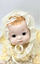 Load image into Gallery viewer, Girls Porcelain Brown Eyes Newborn Doll Collectible With Yellow Lace Dress