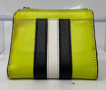 Load image into Gallery viewer, Authentic Henri Bendel Womens Green Black Leather Bifold Wallet Worn Stained