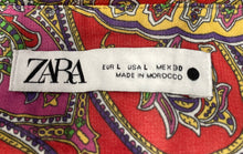 Load image into Gallery viewer, Zara Womens Multicolor Paisley Print Ruffle Pull-On Mini Skirt Size Large
