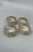 Load image into Gallery viewer, Set Of 4 Pcs Isabella Adams Silver-Tone Faux Pearl Beads Napkin Rings With Box