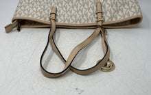 Load image into Gallery viewer, Michael Kors Womens Jet Set White Beige Monogram Double Handle Tote Handbag