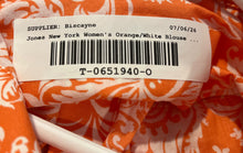 Load image into Gallery viewer, Jones New York Womens Orange White Printed Long Sleeve Button-Up Shirt Size S/CH