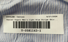 Load image into Gallery viewer, Emanuel Ungaro Mens Light Blue Striped Cotton Long Sleeve Dress Shirt Size 15