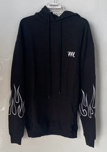 Load image into Gallery viewer, VVV The Brand Unisex Black Cotton Flame Long Sleeve Pullover Hoodie Size Small