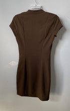Load image into Gallery viewer, Zara Womens Brown Short Sleeve Pockets Front Zipper Mini Dress Size Small