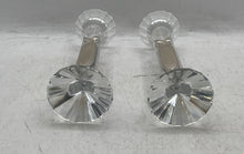 Load image into Gallery viewer, Lot Of 2 Pcs Vintage Camilletti Collection Glass Clear Silver Candlestick Holder