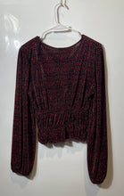 Load image into Gallery viewer, Zara Womens Red & Black Animal Print V-Neck Long Sleeve Blouse Top Size Medium