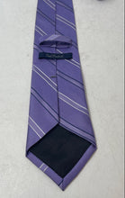 Load image into Gallery viewer, Paul Fredrick Mens Purple Striped Keeper Loop Adjustable Formal Designer Tie