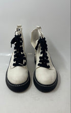 Load image into Gallery viewer, Madden Womens White And Black Leather Round Toe Lace-Up Combat Boots Size 7