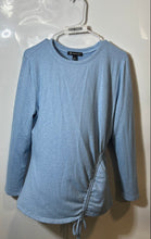 Load image into Gallery viewer, INC International Concepts Womens Blue Side Ruched Long Sleeve Blouse Top Size L
