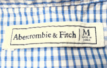 Load image into Gallery viewer, Abercrombie & Fitch Womens White Blue Gingham Button-Front Blouse Top Size M