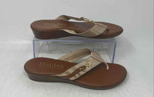 Load image into Gallery viewer, Italian Shoemakers Womens Gold Brown T-Strap Slip-On Flip-Flop Sandals Size 6