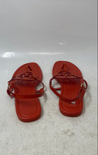 Load image into Gallery viewer, Coach Womens Jaci Orange Leather Buckle Flat Thong Sandals Size 8B
