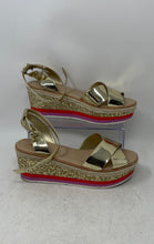 Load image into Gallery viewer, Aldo Womens Gold-Tone Open Toe Wedge Heel Platform Ankle Strap Sandals Size 8.5