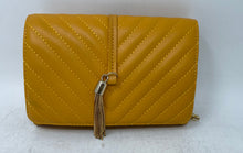 Load image into Gallery viewer, Olivia Miller Womens Yellow Quilted Chain Strap Flap Over Crossbody Bag With Tag