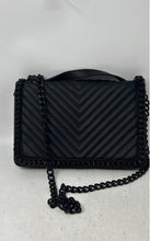 Load image into Gallery viewer, Aldo Womens Black Chevron Leather Inner Divider Chain Strap Shoulder Bag