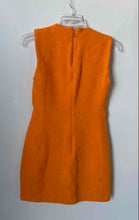Load image into Gallery viewer, Zara Womens Orange Textured Sleeveless Crew Neck Back-Zip Mini Dress Size Small