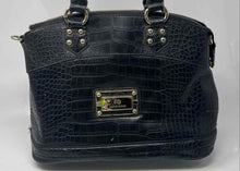 Load image into Gallery viewer, Anais Gvani Womens Black Crocodile Embossed Faux Leather Studded Shoulder Bag